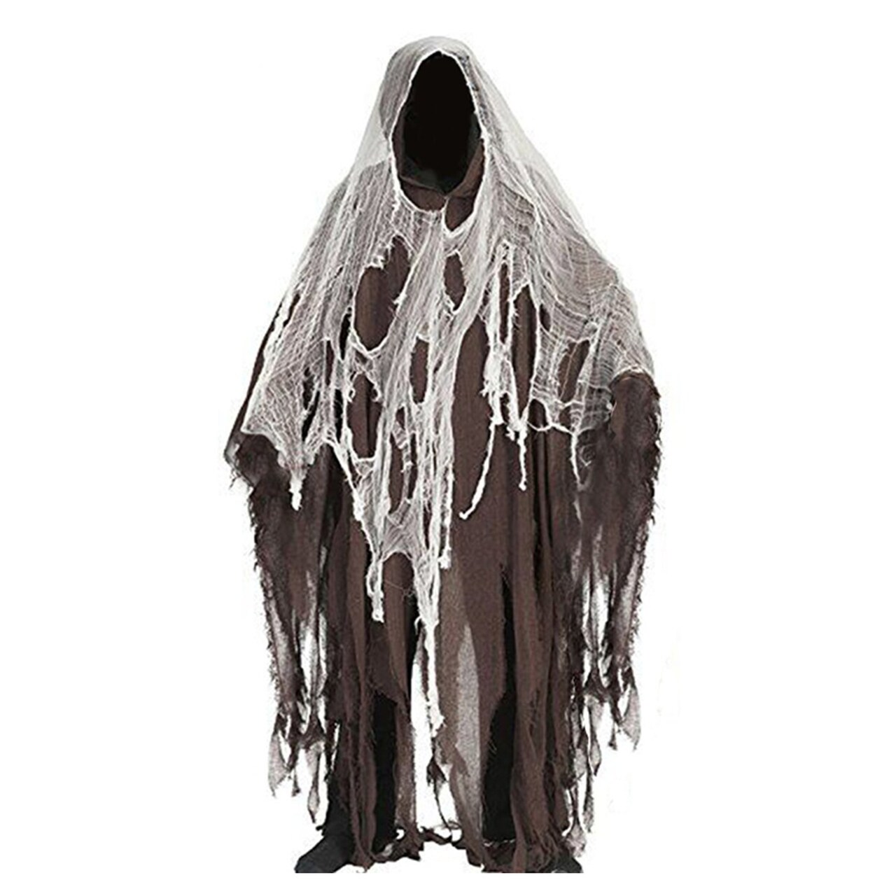 Halloween Cloak Hooded Cosplay Costume Long Wizard Cape With Irregular Mesh Haunted House Npc Props Halloween Party